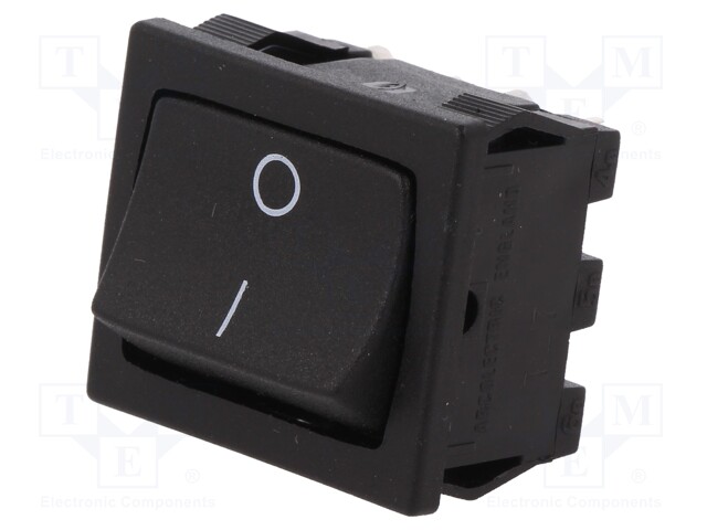 ROCKER; DPST; Pos: 2; OFF-ON; 10A/250VAC; 10A/28VDC; black; none