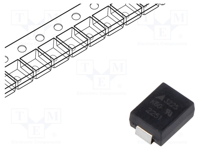 Varistor: ceramics; SMD; 3225; 60VAC; 85VDC; 2.2J; 400A; 100V; 250pF