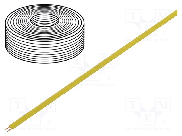 Wire: ribbon; stranded; 2x0,08mm2; yellow; 5m