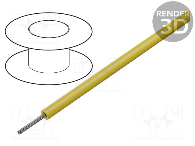 Wire; stranded; Cu; 24AWG; PVC; yellow; 600V; 30m