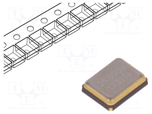 Resonator: quartz; 25MHz; 8pF; SMD; 3.2x2.5x0.8mm