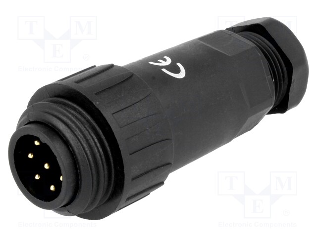 Plug; male; WA22; PIN: 7; 6+PE; IP67; 5÷6.5mm; 10A; soldering; 250V