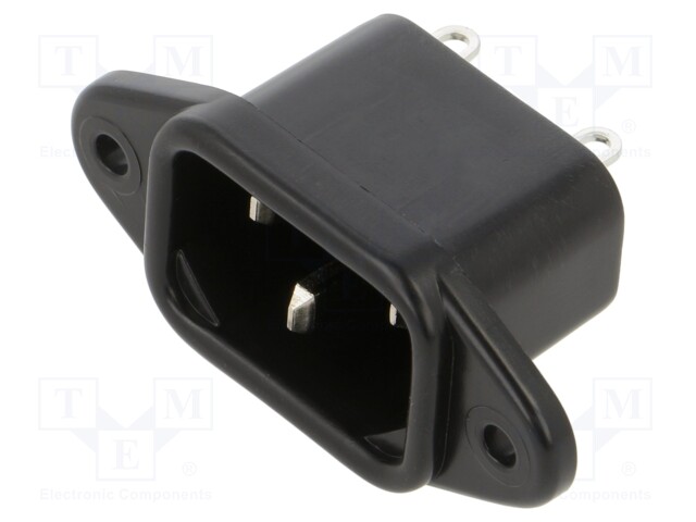 Connector: AC supply; socket; male; 10A; 250VAC; IEC 60320; C14 (E)