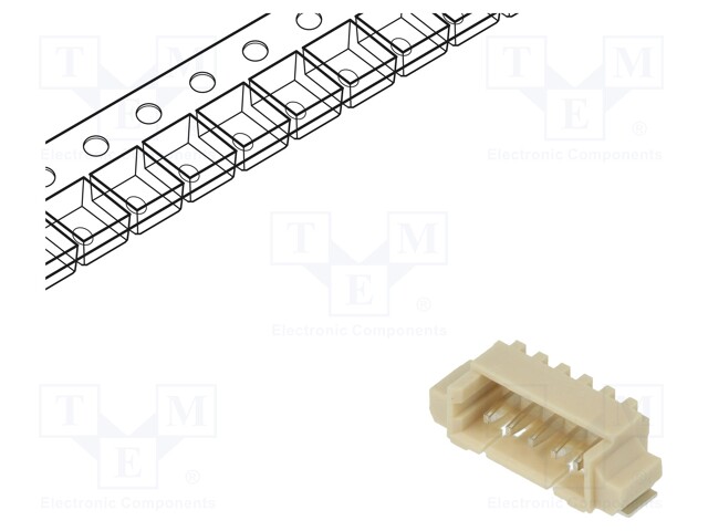 Socket; wire-board; male; 1.25mm; PIN: 5; SMT; 125V; 1A; tinned