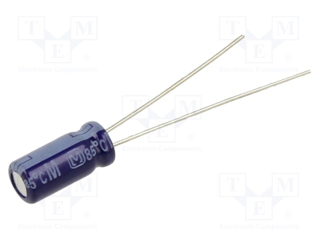Capacitor: electrolytic; THT; 10uF; 35VDC; Ø5x11mm; Pitch: 2mm; ±20%
