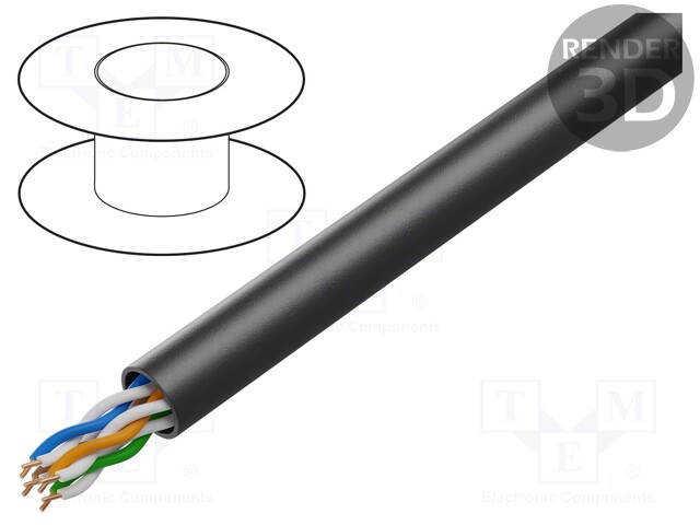 Wire; U/UTP; industrial Ethernet,outdoor; 5e; solid; Cu; 4x2x24AWG