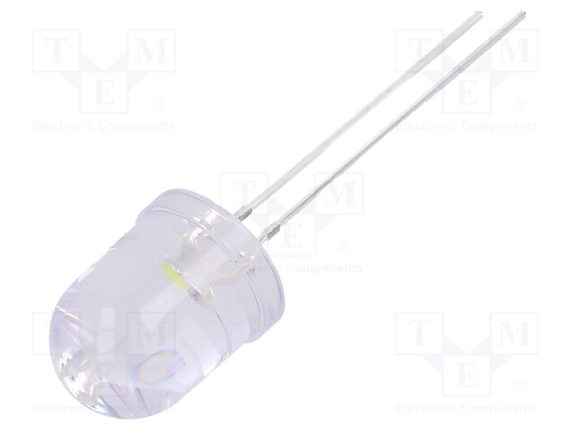 LED; 10mm; white cold; 7000÷8400mcd; 30°; 3÷5V; 20mA; Front: convex