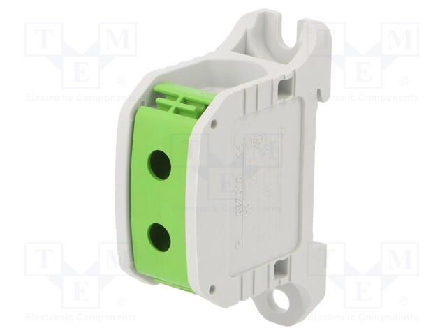Splice terminal: rail; STB; 50mm2; ways: 1; terminals: 2; green; TS35