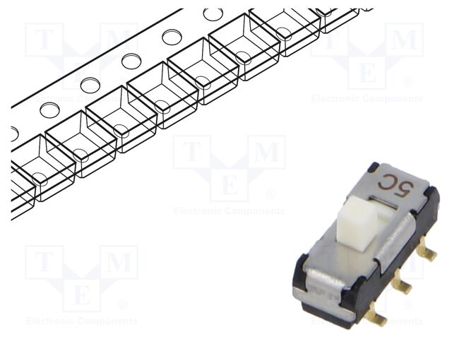 Switch: slide; Pos: 2; DPDT; 0.2A/12VDC; ON-ON; SMT; -40÷85°C; CL-SB