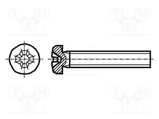 Screw; M4x6; Head: cheese head; Phillips; steel; zinc; PH2