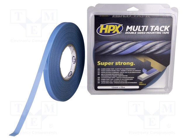 Tape: fixing; W: 19mm; L: 25m; Thk: 0.8mm; double-sided; max.75°C