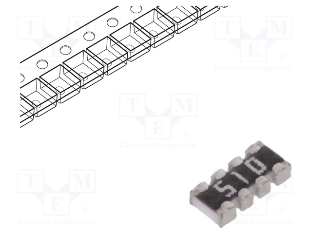 Resistor network: Y; 51Ω; SMD; 0804; No.of resistors: 4; 63mW; ±5%