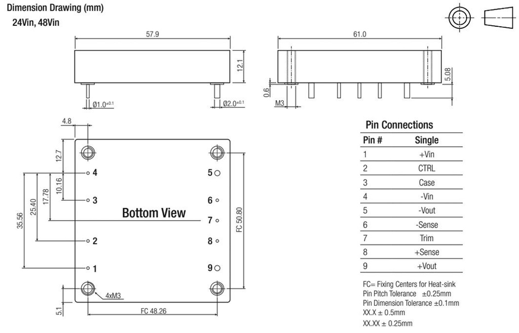 Converter: DC/DC; 180W; Uin: 43÷160V; Uout: 15VDC; Iout: 12A; 105g