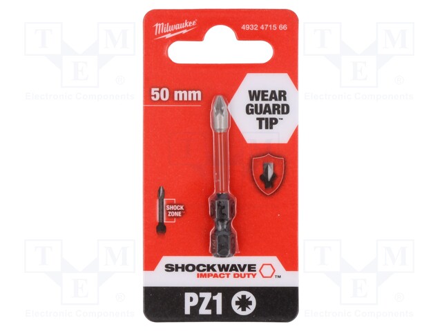 Screwdriver bit; Pozidriv®; PZ1; Overall len: 50mm; Kind: impact