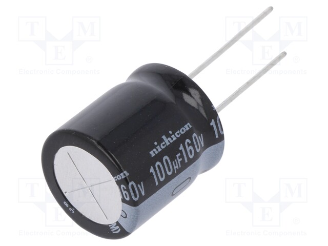 Capacitor: electrolytic; THT; 100uF; 160VDC; Ø18x20mm; Pitch: 7.5mm
