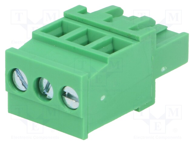 Pluggable terminal block; 5mm; ways: 3; angled; plug; female; 300V