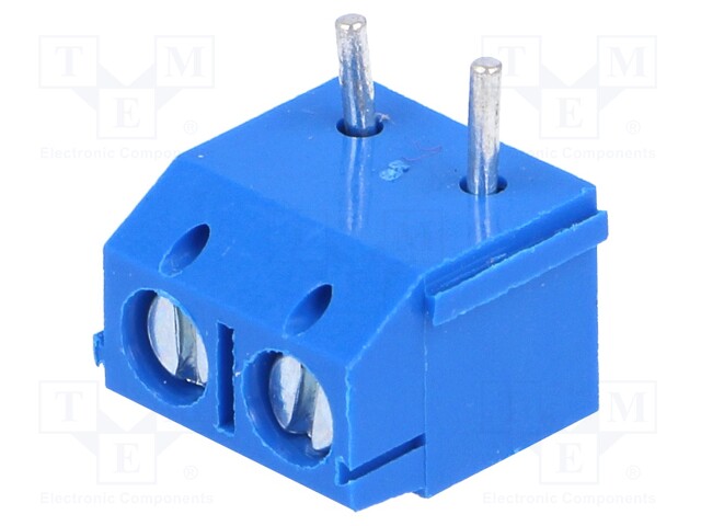 PCB terminal block; straight; 5mm; ways: 2; on PCBs; 1.5mm2; tinned