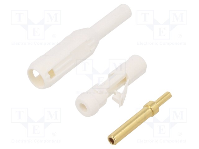 Socket; 1,5mm banana; white; Mounting: soldered,crimped; 38.1mm