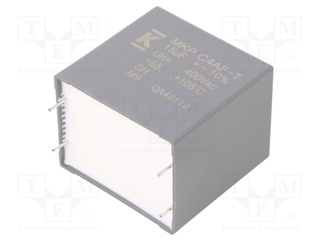 AC Film Capacitor, 15 µF, 400 VAC, Metallized PP, ± 10%, C4AF Series, Radial Box