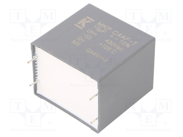 AC Film Capacitor, 15 µF, 400 VAC, Metallized PP, ± 10%, C4AF Series, Radial Box