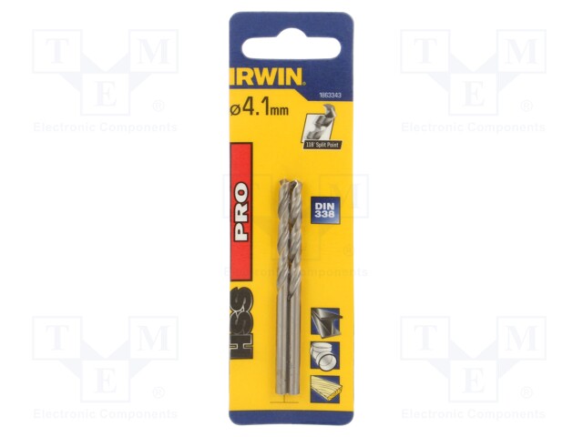 Drill bit; for metal; Ø: 4.1mm; L: 86mm; Working part len: 52mm