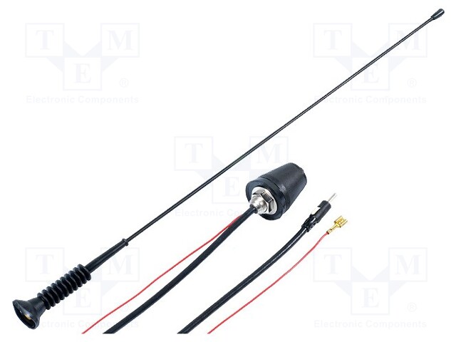 Antenna; mast; 0.473m; AM,FM; with amplifier; 1.5m; 12VDC