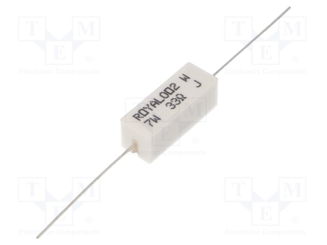 Resistor: wire-wound; cement; THT; 33Ω; 7W; ±5%; 25x9x9mm