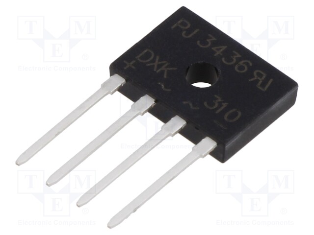 Bridge rectifier: single-phase; Urmax: 1kV; If: 3A; Ifsm: 90A; flat