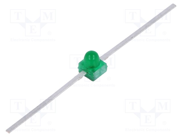 LED; 1.65mm; green; axial; 1÷7mcd; 90°; Front: convex; 2.1÷2.7V; THT