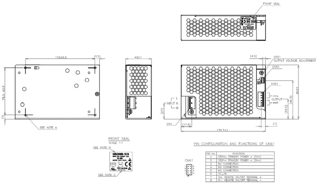 Power supply: switched-mode; open; 200.4W; 85÷265VAC; OUT: 1; 12VDC