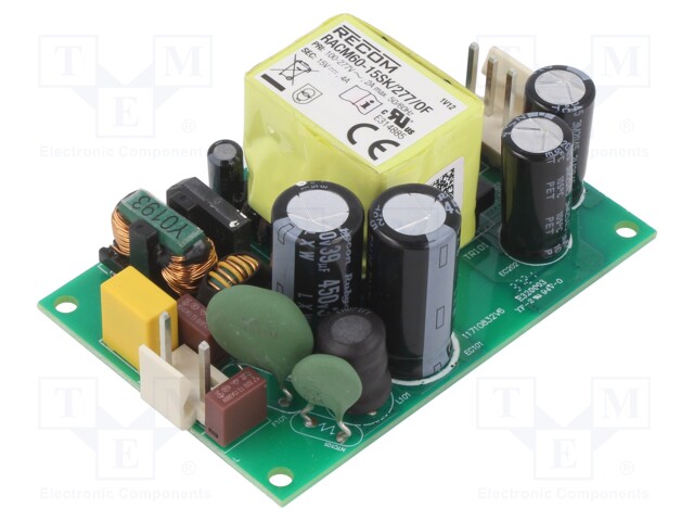 Power supply: switched-mode; 60W; 80÷305VAC; 15VDC; 4000mA; 90%