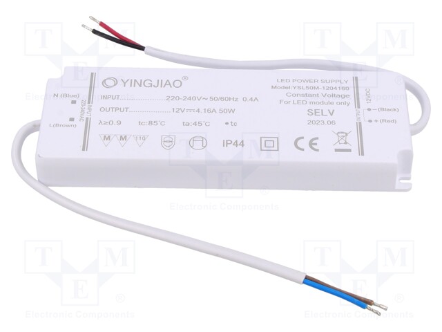 Power supply: switched-mode; LED; 50W; 12VDC; 4.16A; 220÷240VAC