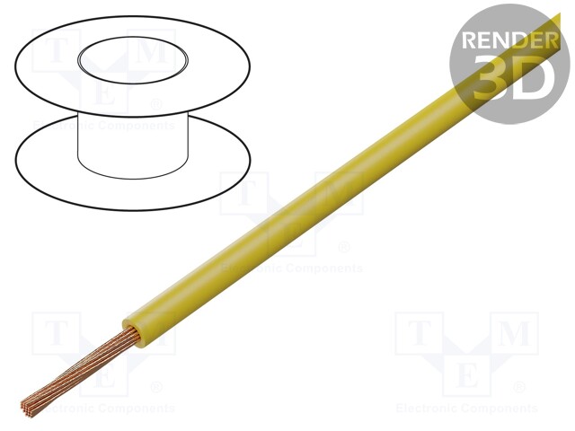 Wire; FLRY-A; 1x1mm2; stranded; Cu; PVC; yellow; 60V; Class: 5