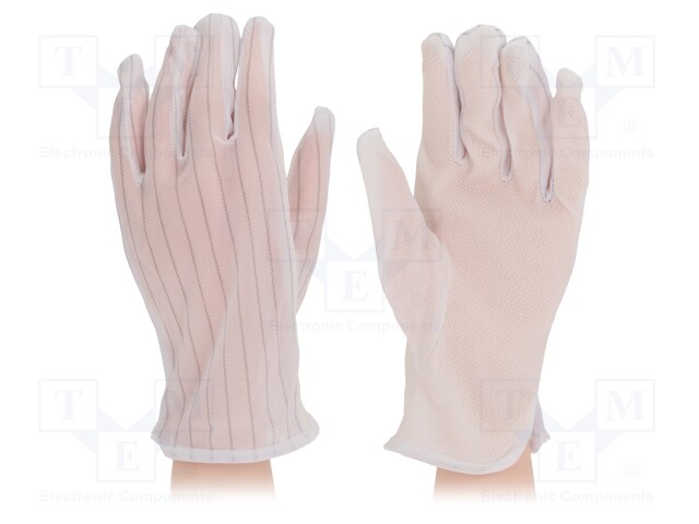 Protective gloves; ESD; M; 20pcs; white; Caution!: 10 pairs