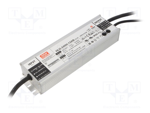 Power supply: switched-mode; LED; 192W; 12VDC; 11.2÷12.8VDC; 8÷16A