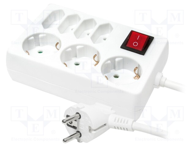 Plug socket strip: protective; Sockets: 7; 230VAC; 16A; 5m; IP20