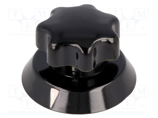 Knob; with pointer; thermoplastic; Shaft d: 6mm; Ø31x25mm; black
