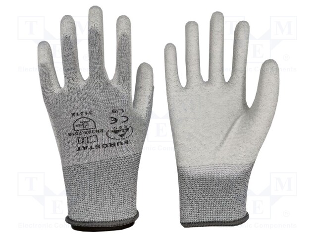 Protective gloves; ESD; M; IEC 61340-5-1; grey; <10MΩ