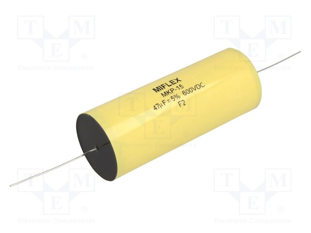 Capacitor: polypropylene; 47uF; 600VDC; ±5%; Ø46x110mm; 0.003