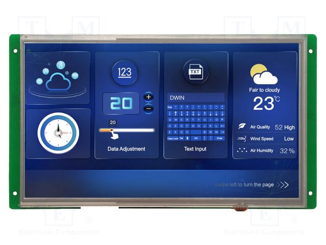 Display: TFT; 10.1"; 1024x600; Illumin: LED; 16MBFLASH; RGB; 8pin,SD