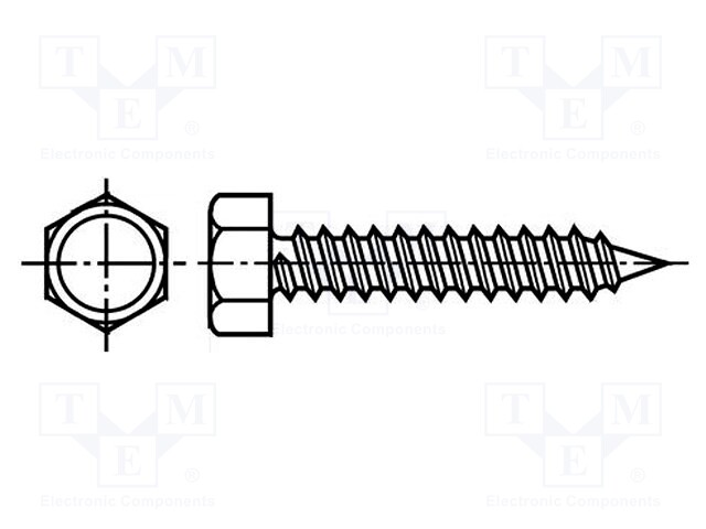 Screw; 3,5x19; Head: hexagonal; none; steel; zinc; BN: 2707; ISO: 1479