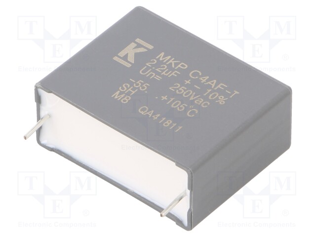 Capacitor: polypropylene; DC-Link; 2.2uF; ESR: 3.4mΩ; THT; ±10%