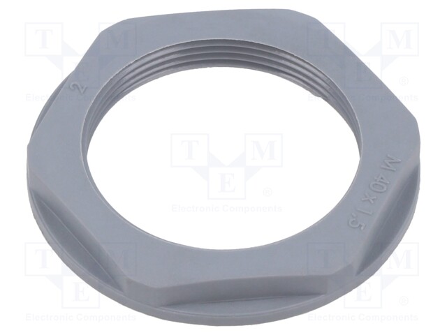 Nut; M40; polyamide; 50mm; grey; Thread: metric; Pitch: 1.5; Entrelec