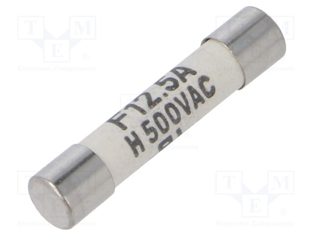 Fuse: fuse; quick blow; 12.5A; 500VAC; ceramic,cylindrical; SHF