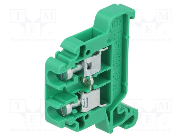 Splice terminal: rail; 0.5÷4mm2; ways: 1; terminals: 2; green; TS35