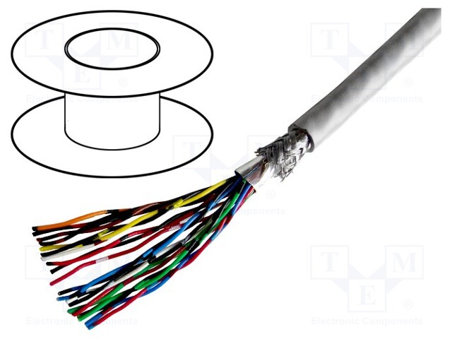 Wire; 10x2x28AWG; Al-PET foil,tinned copper braid; PVC; 30,5m