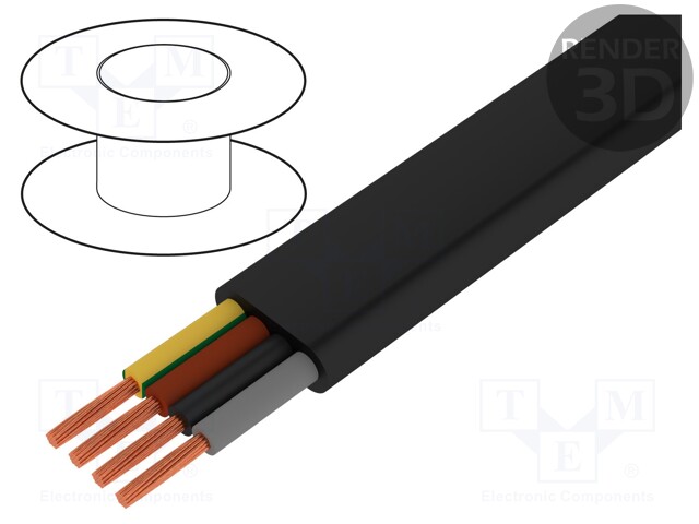 Wire; stranded; Cu; H07VVH6-F; 4G10mm2; unshielded; black; PVC