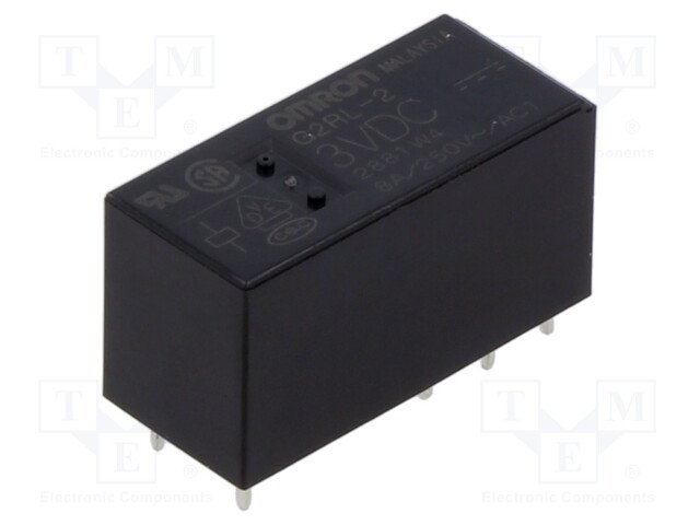 Relay: electromagnetic; DPDT; Ucoil: 3VDC; 8A; 8A/250VAC; 8A/30VDC