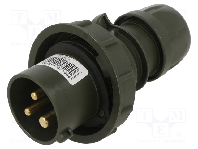 Connector: AC supply 3-phase; plug; male; 16A; 230VAC; IEC 60309