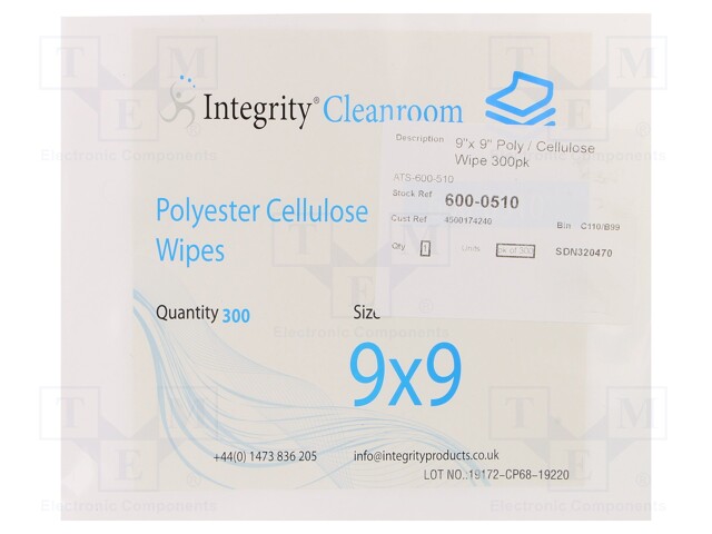 Wipe: cloth; 45% polyester 55% cellulose; 300pcs; 228.6x228.6mm